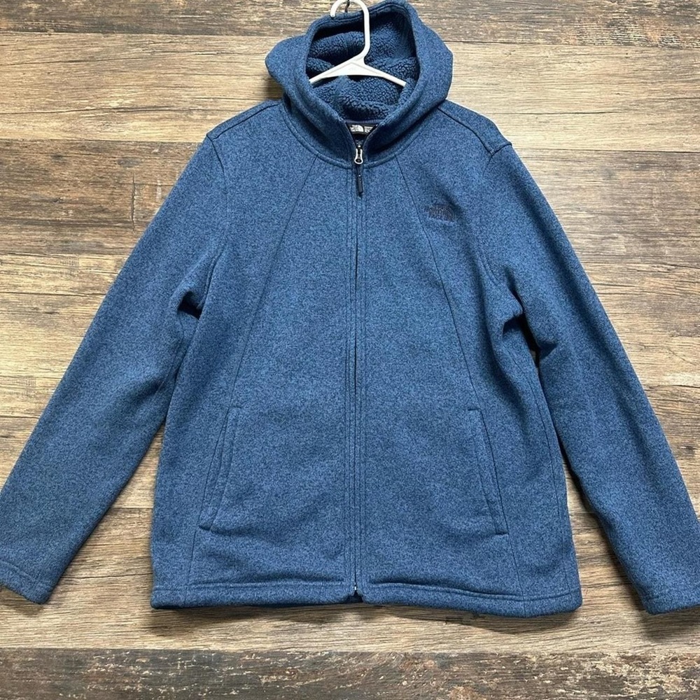 The North Face Blue Zip-Up Hoodie Fleece Jacket Coat Womens XL